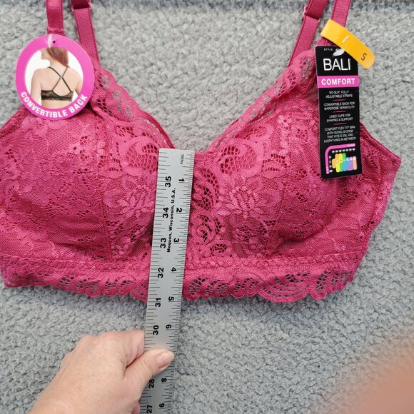 NEW BALI Lace Desire Wireless Bra DF6591 in Berry Magenta Pink Small - Picture 4 of 9